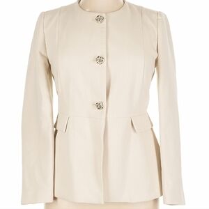 Zara Tailored & Structured Round Neck Blazer, XL, Ecru (Off White)